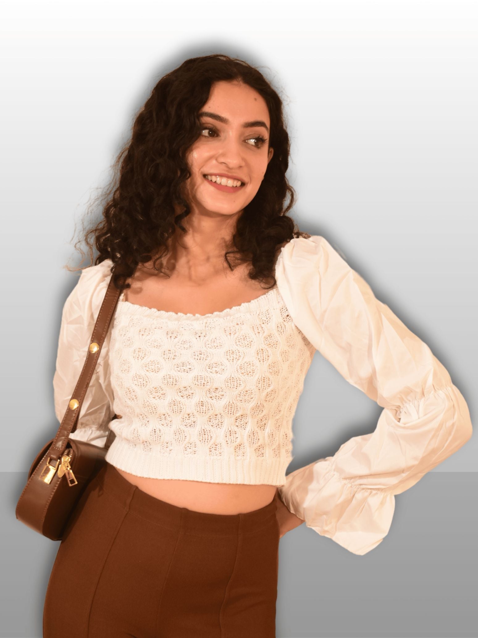 IVORY KNIT CROP TOP